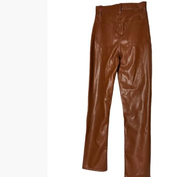 Abercrombie & Fitch 90s Straight Ultra High Rise Vegan Leather Pants  2LUS  EUC - Picture 3 of 8